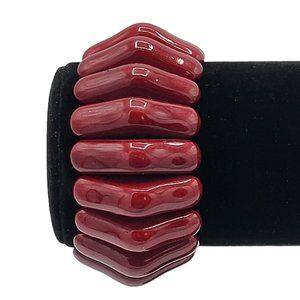 Gardenia LTD Bracelet Faux Coral Stretch Cuff Chunky Triangle Shape Red